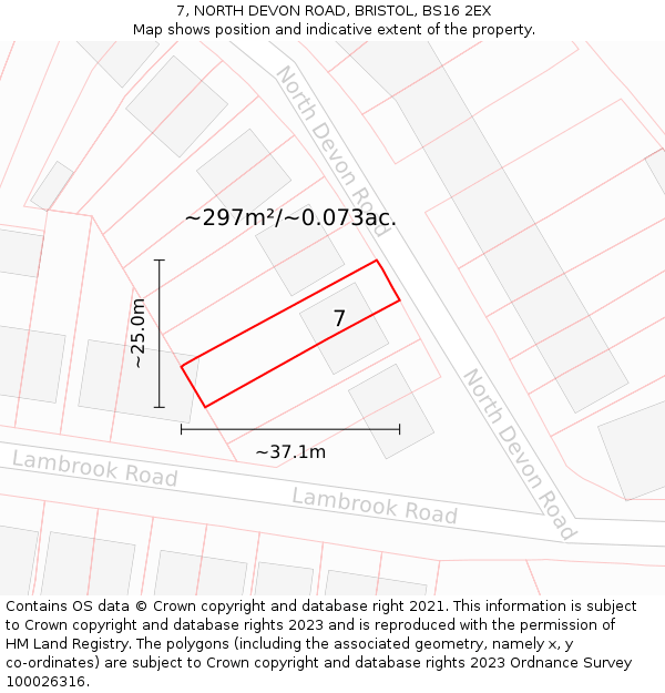 7, NORTH DEVON ROAD, BRISTOL, BS16 2EX: Plot and title map