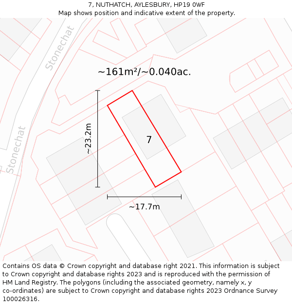 7, NUTHATCH, AYLESBURY, HP19 0WF: Plot and title map