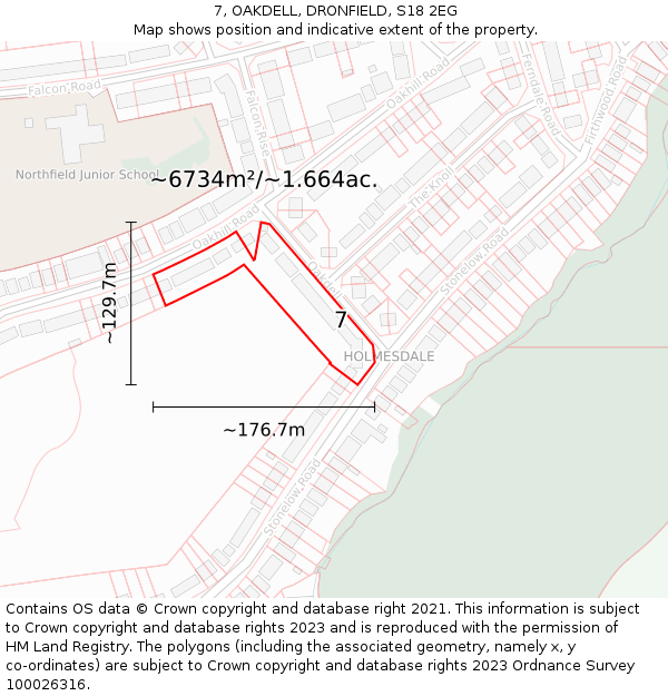 7, OAKDELL, DRONFIELD, S18 2EG: Plot and title map