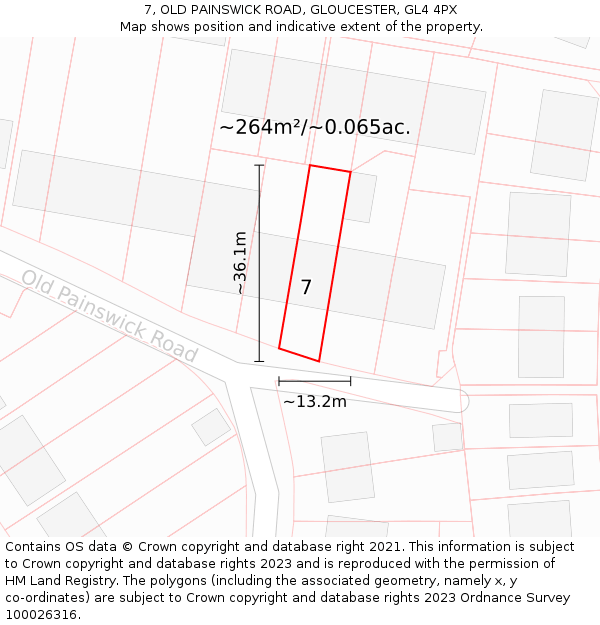 7, OLD PAINSWICK ROAD, GLOUCESTER, GL4 4PX: Plot and title map