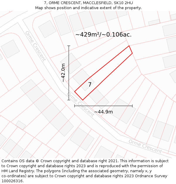 7, ORME CRESCENT, MACCLESFIELD, SK10 2HU: Plot and title map