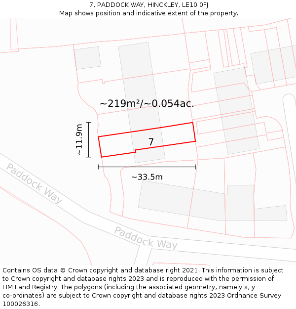 7, PADDOCK WAY, HINCKLEY, LE10 0FJ: Plot and title map
