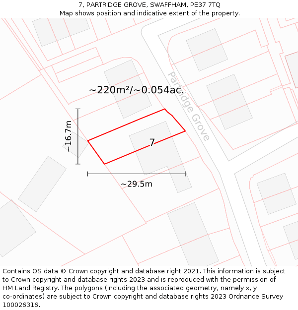 7, PARTRIDGE GROVE, SWAFFHAM, PE37 7TQ: Plot and title map