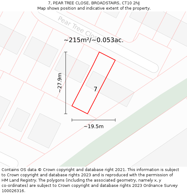 7, PEAR TREE CLOSE, BROADSTAIRS, CT10 2NJ: Plot and title map