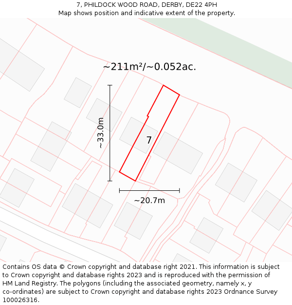 7, PHILDOCK WOOD ROAD, DERBY, DE22 4PH: Plot and title map