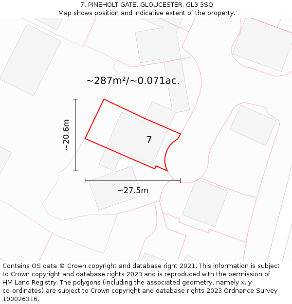 7, PINEHOLT GATE, GLOUCESTER, GL3 3SQ: Plot and title map