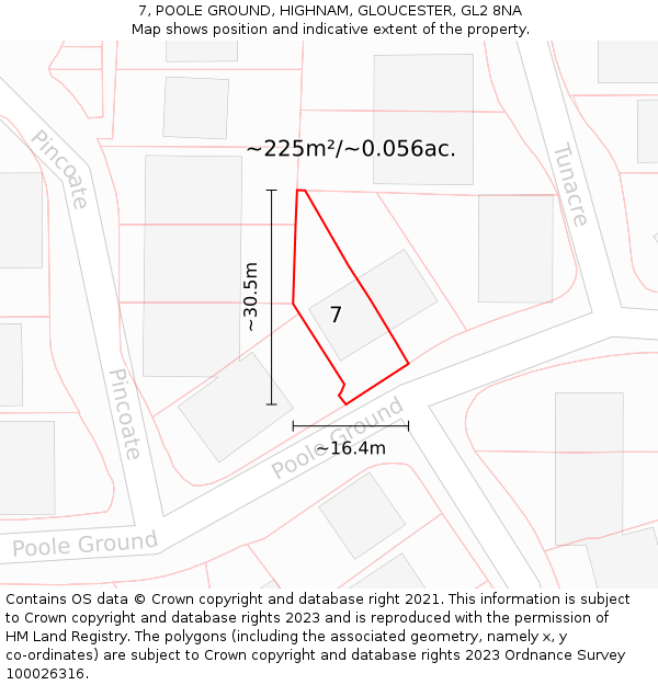 7, POOLE GROUND, HIGHNAM, GLOUCESTER, GL2 8NA: Plot and title map