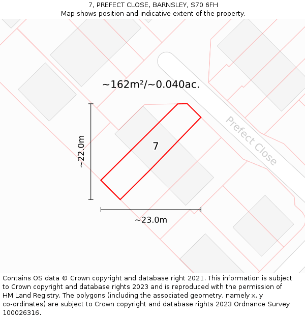 7, PREFECT CLOSE, BARNSLEY, S70 6FH: Plot and title map