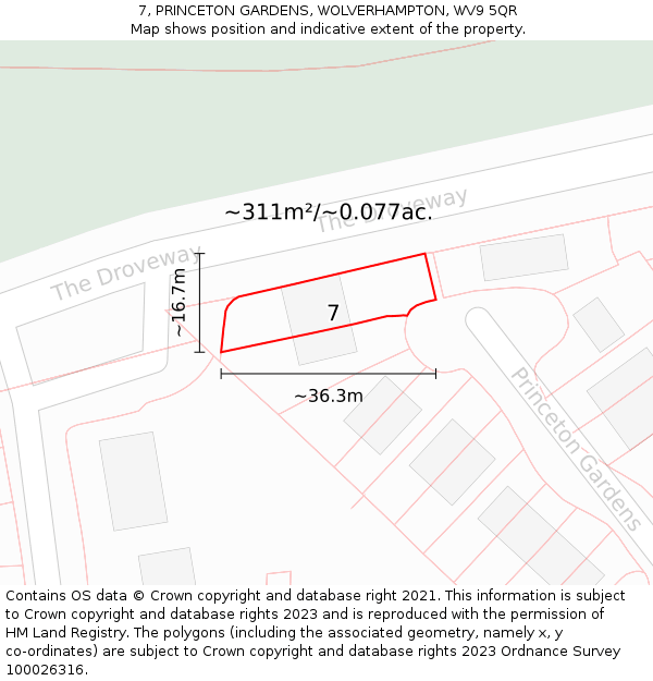 7, PRINCETON GARDENS, WOLVERHAMPTON, WV9 5QR: Plot and title map