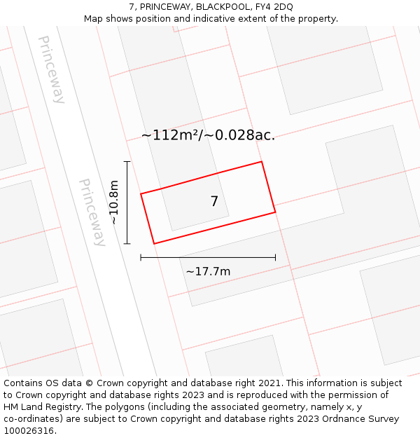 7, PRINCEWAY, BLACKPOOL, FY4 2DQ: Plot and title map