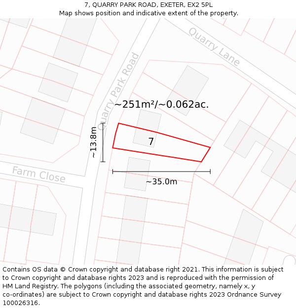 7, QUARRY PARK ROAD, EXETER, EX2 5PL: Plot and title map