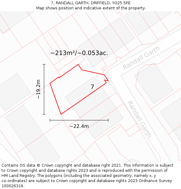 7, RANDALL GARTH, DRIFFIELD, YO25 5PE: Plot and title map