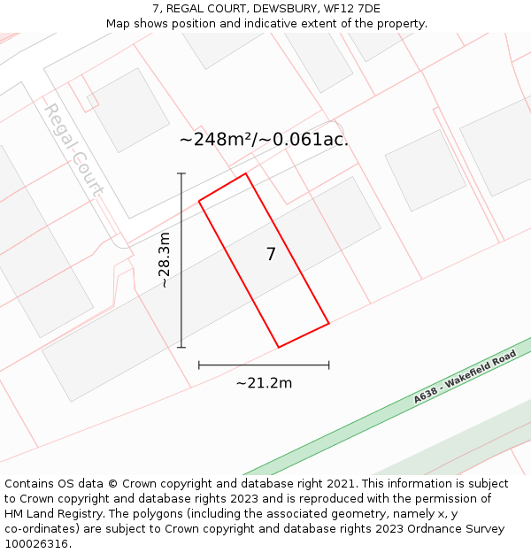 7, REGAL COURT, DEWSBURY, WF12 7DE: Plot and title map
