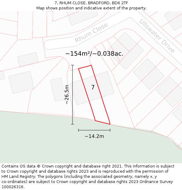 7, RHUM CLOSE, BRADFORD, BD6 2TF: Plot and title map