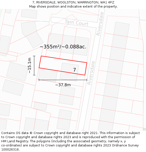 7, RIVERSDALE, WOOLSTON, WARRINGTON, WA1 4PZ: Plot and title map