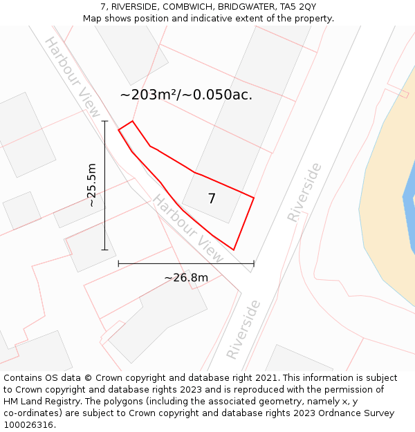 7, RIVERSIDE, COMBWICH, BRIDGWATER, TA5 2QY: Plot and title map