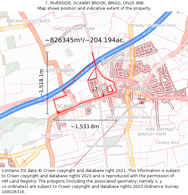 7, RIVERSIDE, SCAWBY BROOK, BRIGG, DN20 9RB: Plot and title map