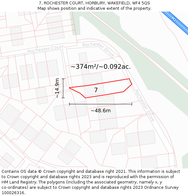 7, ROCHESTER COURT, HORBURY, WAKEFIELD, WF4 5QS: Plot and title map