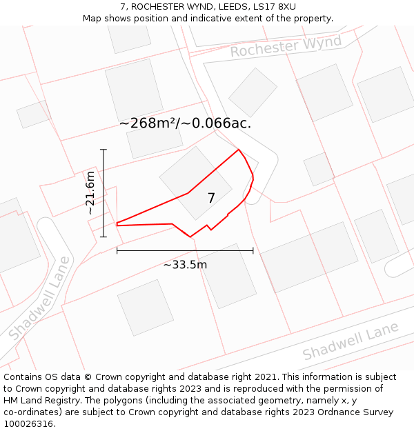 7, ROCHESTER WYND, LEEDS, LS17 8XU: Plot and title map