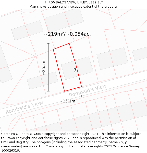 7, ROMBALDS VIEW, ILKLEY, LS29 8LT: Plot and title map