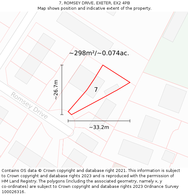 7, ROMSEY DRIVE, EXETER, EX2 4PB: Plot and title map