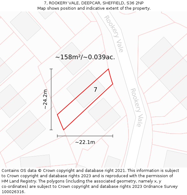 7, ROOKERY VALE, DEEPCAR, SHEFFIELD, S36 2NP: Plot and title map