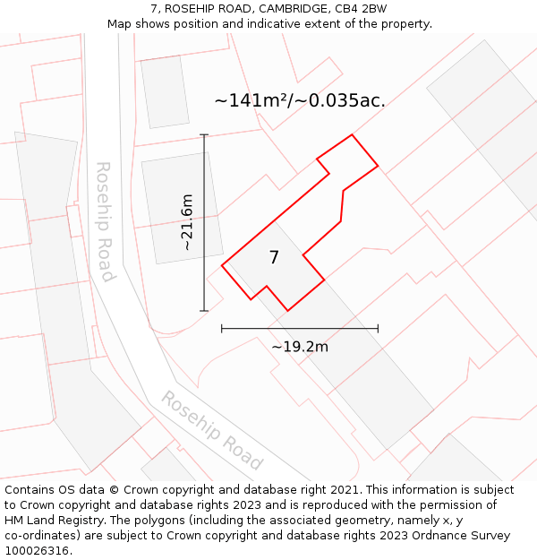 7, ROSEHIP ROAD, CAMBRIDGE, CB4 2BW: Plot and title map