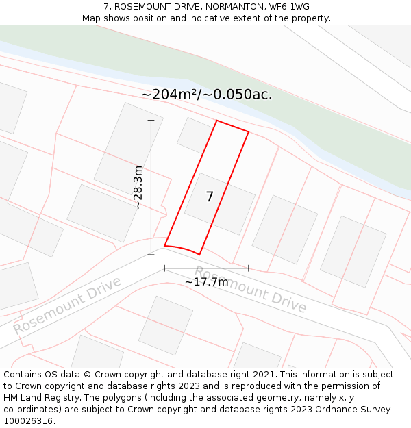 7, ROSEMOUNT DRIVE, NORMANTON, WF6 1WG: Plot and title map