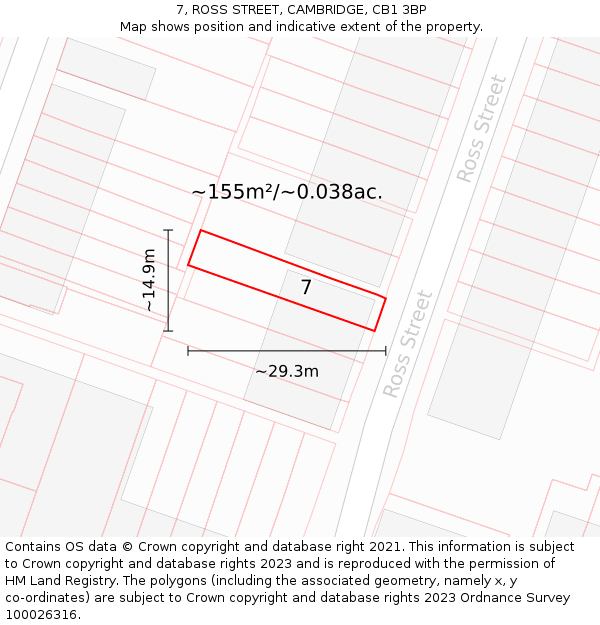7, ROSS STREET, CAMBRIDGE, CB1 3BP: Plot and title map