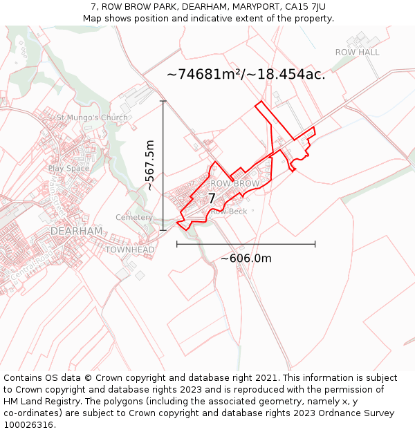 7, ROW BROW PARK, DEARHAM, MARYPORT, CA15 7JU: Plot and title map