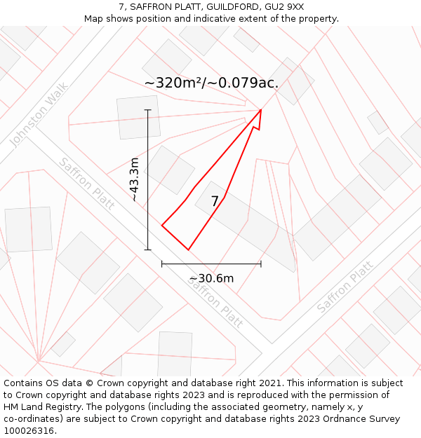 7, SAFFRON PLATT, GUILDFORD, GU2 9XX: Plot and title map