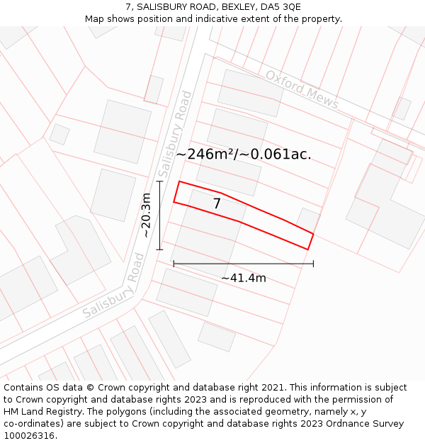 7, SALISBURY ROAD, BEXLEY, DA5 3QE: Plot and title map