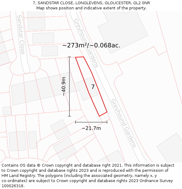 7, SANDSTAR CLOSE, LONGLEVENS, GLOUCESTER, GL2 0NR: Plot and title map