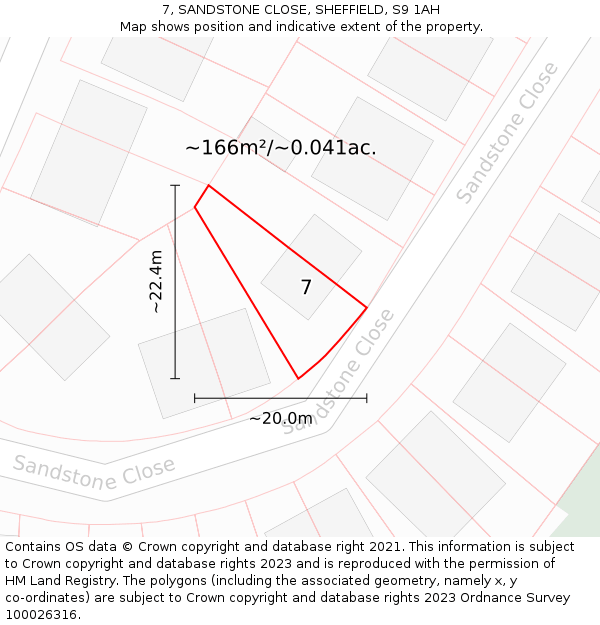 7, SANDSTONE CLOSE, SHEFFIELD, S9 1AH: Plot and title map