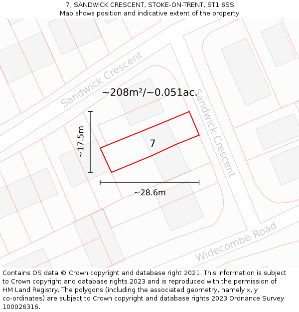 7, SANDWICK CRESCENT, STOKE-ON-TRENT, ST1 6SS: Plot and title map