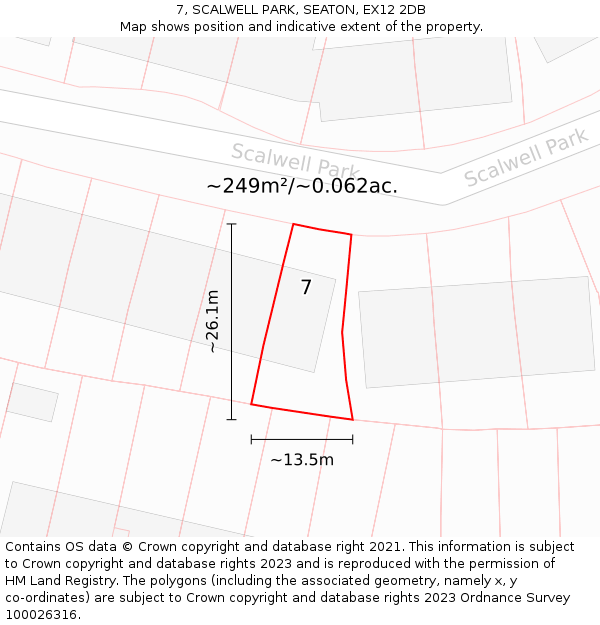 7, SCALWELL PARK, SEATON, EX12 2DB: Plot and title map