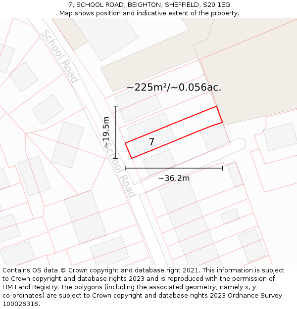 7, SCHOOL ROAD, BEIGHTON, SHEFFIELD, S20 1EG: Plot and title map
