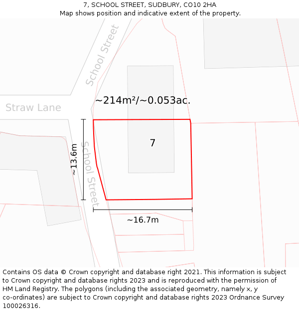 7, SCHOOL STREET, SUDBURY, CO10 2HA: Plot and title map