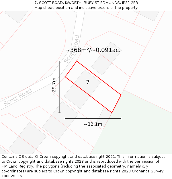 7, SCOTT ROAD, IXWORTH, BURY ST EDMUNDS, IP31 2ER: Plot and title map