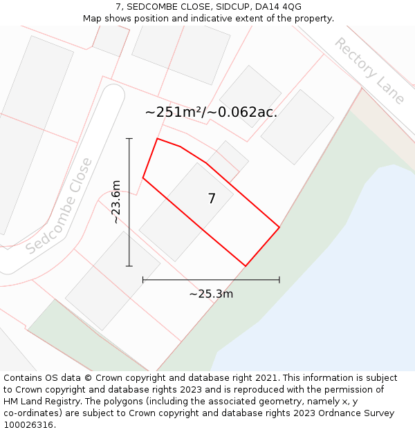 7, SEDCOMBE CLOSE, SIDCUP, DA14 4QG: Plot and title map