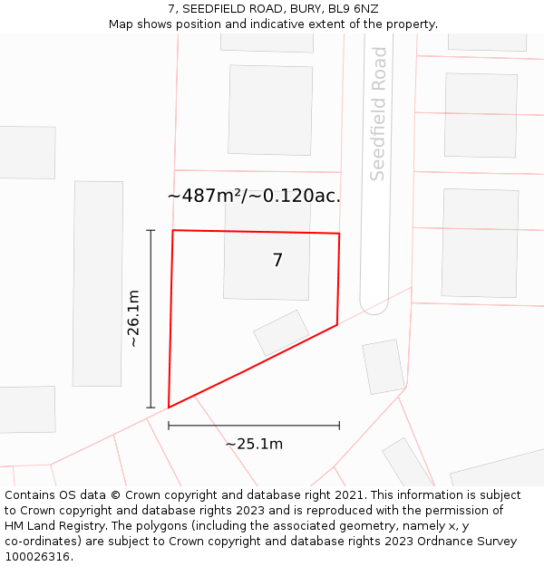 7, SEEDFIELD ROAD, BURY, BL9 6NZ: Plot and title map
