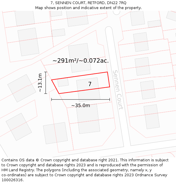 7, SENNEN COURT, RETFORD, DN22 7RQ: Plot and title map