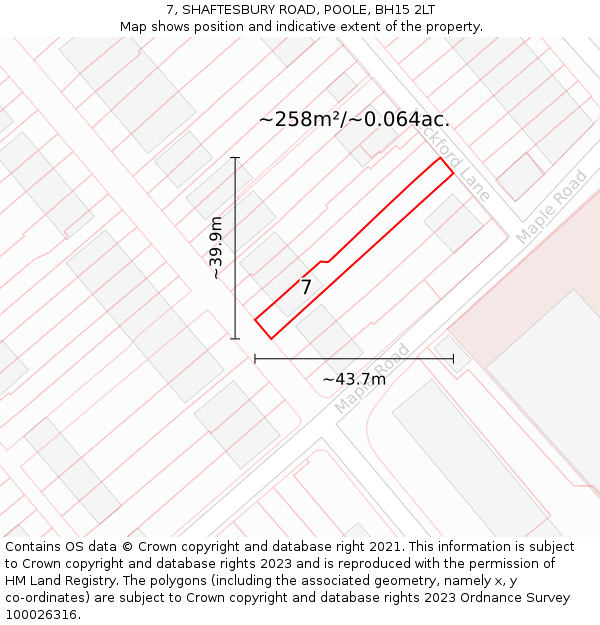 7, SHAFTESBURY ROAD, POOLE, BH15 2LT: Plot and title map