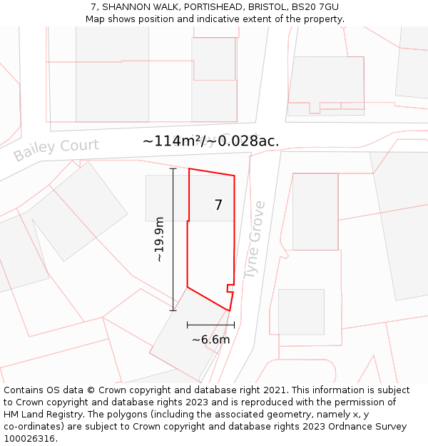 7, SHANNON WALK, PORTISHEAD, BRISTOL, BS20 7GU: Plot and title map