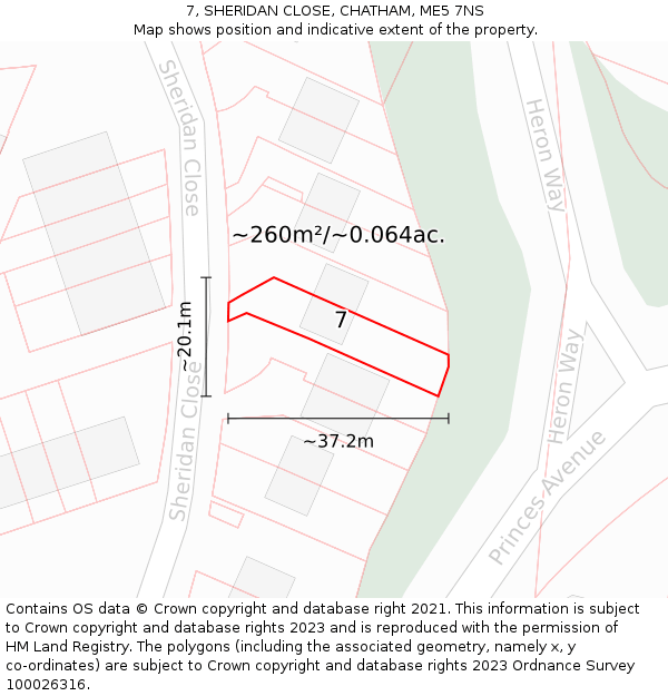 7, SHERIDAN CLOSE, CHATHAM, ME5 7NS: Plot and title map