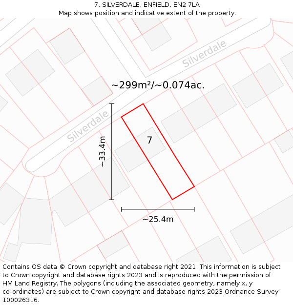 7, SILVERDALE, ENFIELD, EN2 7LA: Plot and title map