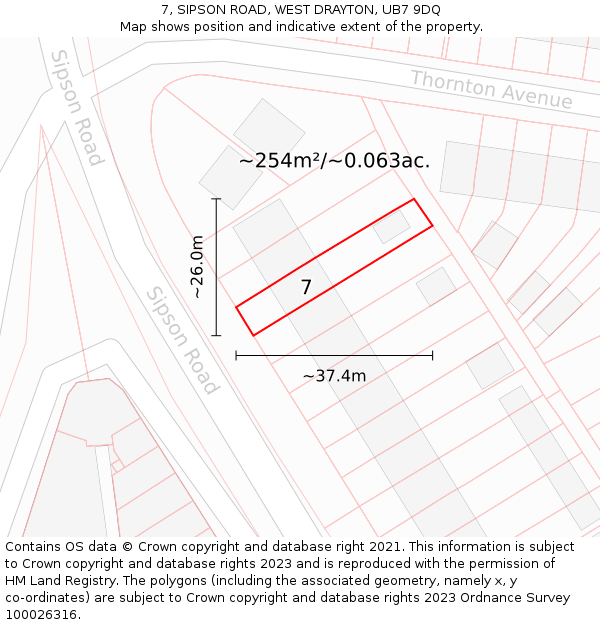 7, SIPSON ROAD, WEST DRAYTON, UB7 9DQ: Plot and title map