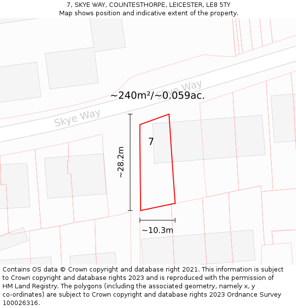 7, SKYE WAY, COUNTESTHORPE, LEICESTER, LE8 5TY: Plot and title map