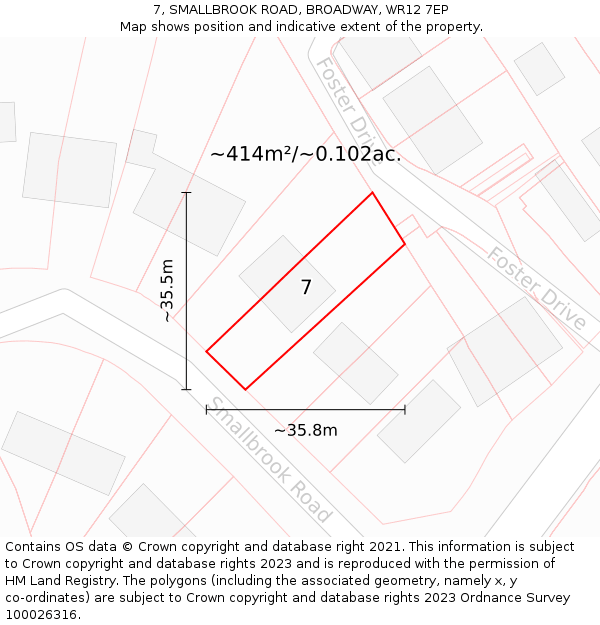 7, SMALLBROOK ROAD, BROADWAY, WR12 7EP: Plot and title map