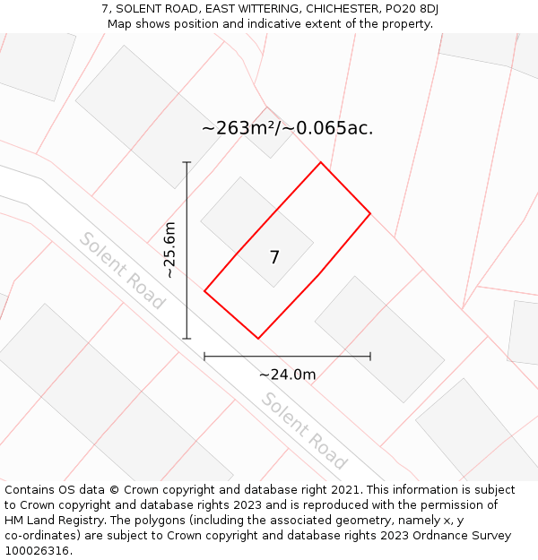7, SOLENT ROAD, EAST WITTERING, CHICHESTER, PO20 8DJ: Plot and title map